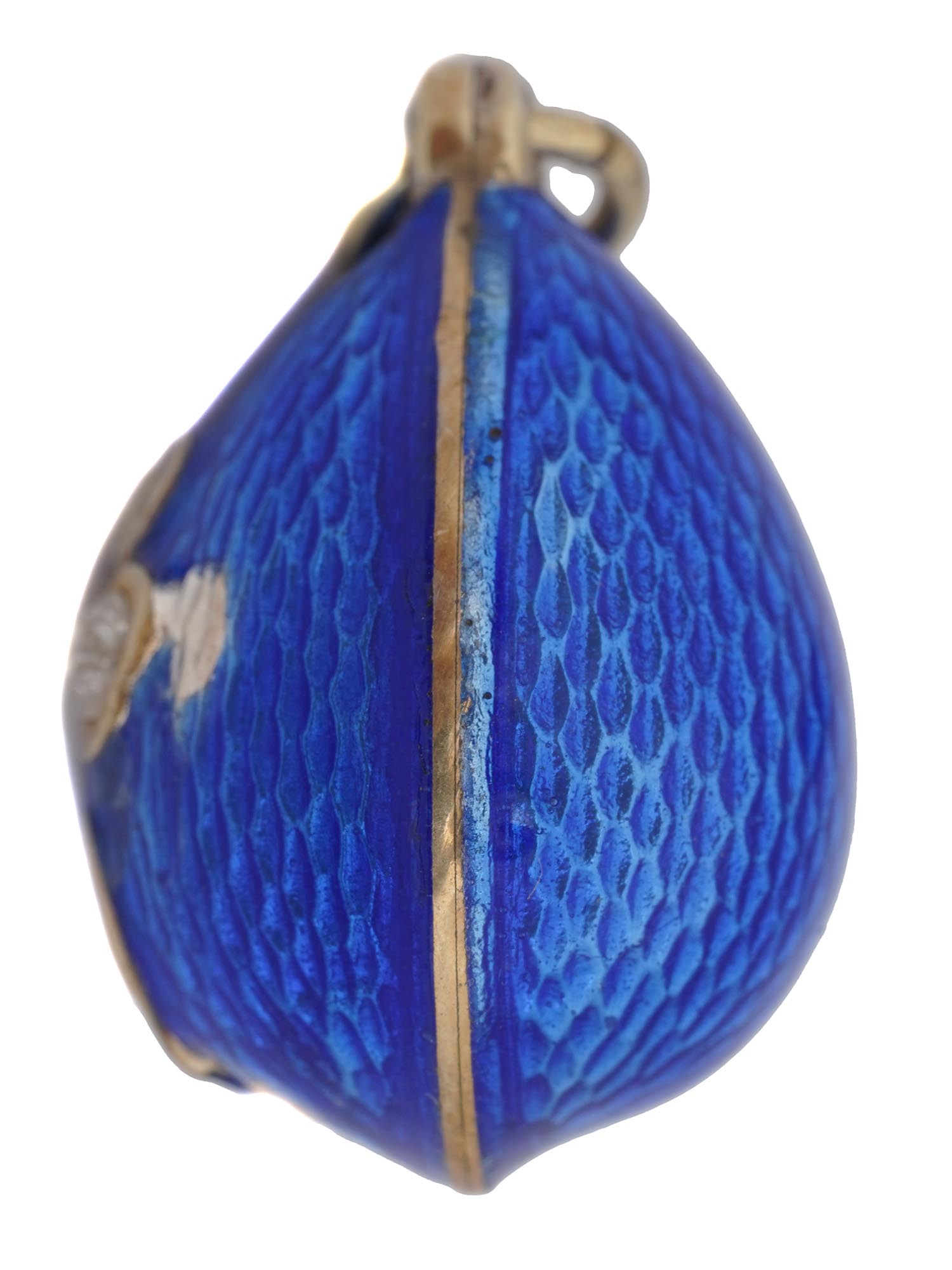 RUSSIAN SILVER DIAMONDS ENAMEL EASTER EGG PENDANT PIC-2